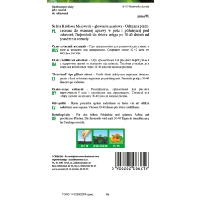 SAŁATA MASŁOWA Królowa Majowych WCZESNA nasiona